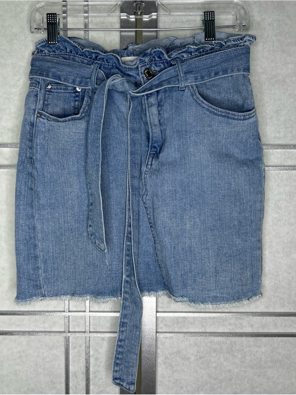 Almost Famous Paperbag Medium Wash Denim Skirt size M